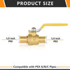 10 Pcs 1/2" PEX Crimp Ball Valve, Yellow (Lead Free)