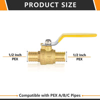 10 Pcs 1/2" PEX Crimp Ball Valve, Yellow (Lead Free)