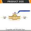 10 Pcs 1" PEX Crimp Ball Valve, Blue (Lead Free)
