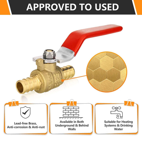 3/4" PEX Crimp Ball Valve, Red (Lead Free) Plumbingsell