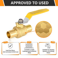 10 Pcs 1/2" PEX Crimp Ball Valve, Yellow (Lead Free)