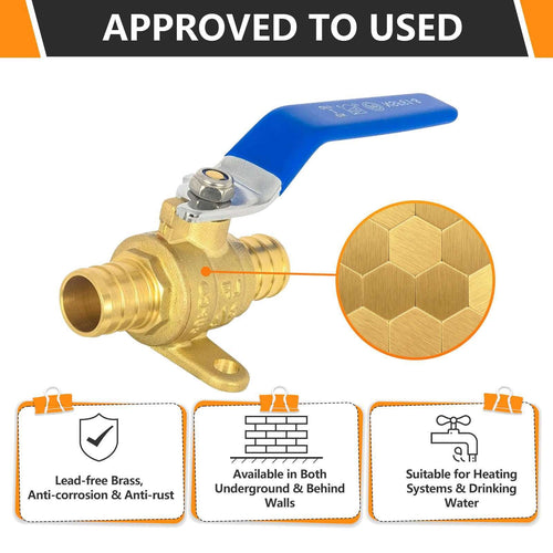 3/4" PEX Crimp Drop Ear Ball Valve, Blue (Lead Free) Plumbingsell