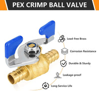 1/2" PEX Crimp Butterfly Ball Valve, Blue (Lead Free) Plumbingsell