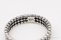 Vintage Triple Beaded Row Style Sterling Silver Band Ring - Size 9