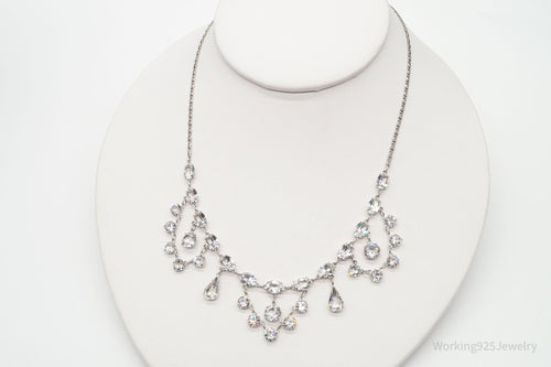 Antique Crystal Sterling Silver Necklace 16"