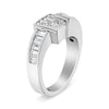 14K White Gold 1 1/2 Cttw Invisible-Set Princess and Channel-Set Baguette Diamond Geometric Bypass Ring Band (G-H Color, SI2-I1 Clarity) - Ring Size 7