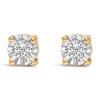 .925 Sterling Silver 1/10 Cttw Round Brilliant-Cut Lab Grown Diamond Miracle-Set Stud Earrings (F-G Color, VS1-VS2 Clarity)