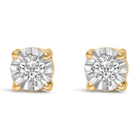 .925 Sterling Silver 1/10 Cttw Round Brilliant-Cut Lab Grown Diamond Miracle-Set Stud Earrings (F-G Color, VS1-VS2 Clarity)