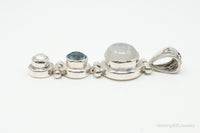 Large Designer SJ Blue Topaz Moonstone Pearl Sterling Necklace Pendant