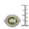 Two Tone Plated 4.16 Carat Genuine Green Amethyst & White Topaz .925 Sterling Silver Ring