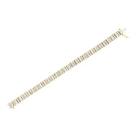 14K Yellow Gold 5.50 Cttw Round and Baguette Diamond Link Bracelet