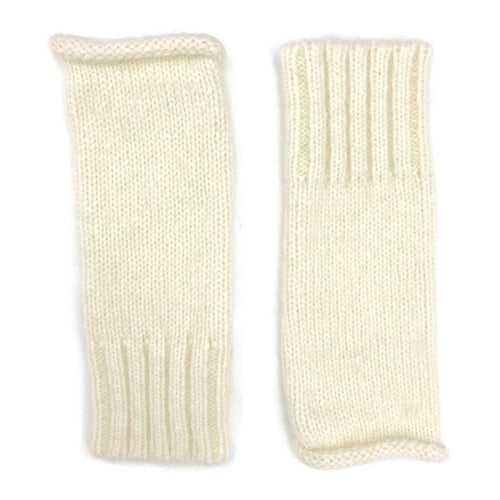 Alpaca Fingerless Knit Gloves Long Ribbed Cuff Winter Gloves Thumb Slit