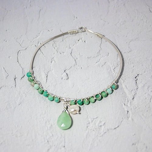 Amazonite Sterling Silver Beaded Bracelet With Pearl