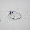 Amethyst Cluster Sterling Silver Ring Thin Band Adjustable