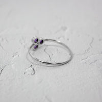 Amethyst Cluster Sterling Silver Ring Thin Band Adjustable