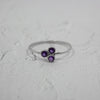 Amethyst Cluster Sterling Silver Ring Thin Band Adjustable