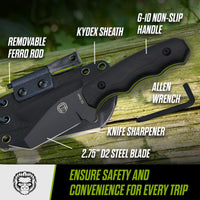 The Wakizashi Survival Neck Knife Giftset for Outdoors (Black Blade + Green Liner)