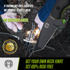 The Wakizashi Survival Neck Knife Giftset for Outdoors (Black Blade + Green Liner)