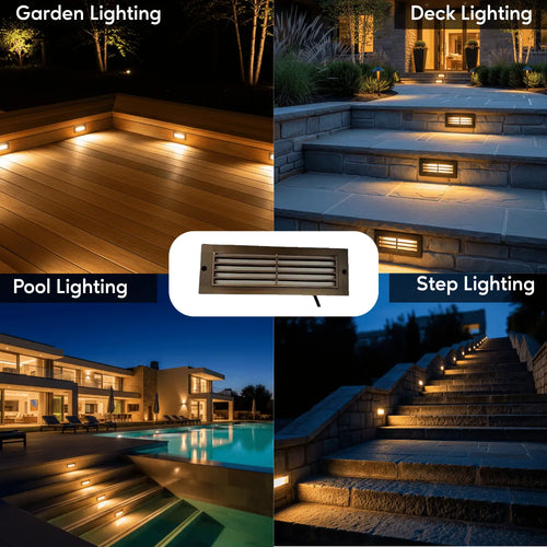 Antique Bronze LED Step Light Fixture | Brass Construction | Low Voltage