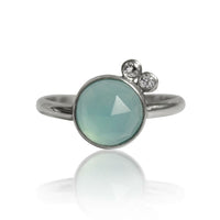 Aqua Chalcedony White Topaz Sterling Silver Ring Gemstone