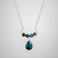 Aqua Quartz Teardrop Pendant Necklace On Silver Chain