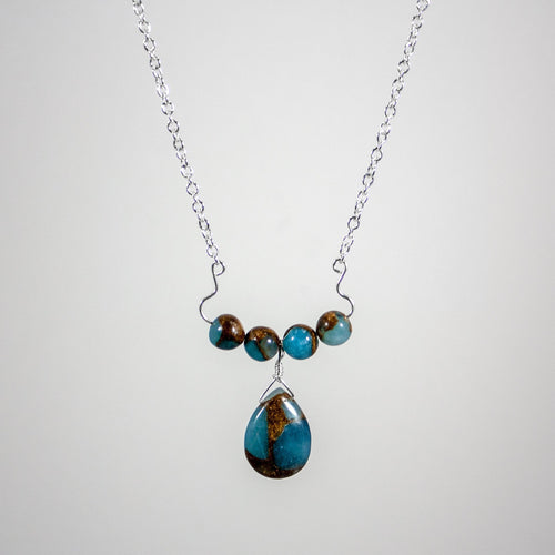 Aqua Quartz Teardrop Pendant Necklace On Silver Chain