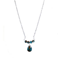 Aqua Quartz Teardrop Pendant Necklace On Silver Chain