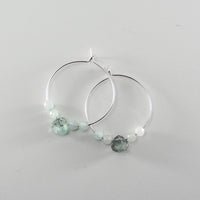 Aquamarine Sterling Silver Hoop Earrings With Gemstone