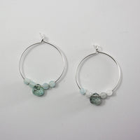 Aquamarine Sterling Silver Hoop Earrings With Gemstone
