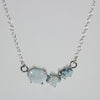 Aquamarine Sterling Silver Necklace 3 Stone Pendant