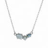 Aquamarine Sterling Silver Necklace 3 Stone Pendant