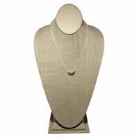 Aquamarine Sterling Silver Necklace 3 Stone Pendant