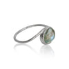 Aquamarine Sterling Silver Ring 925 Cabochon Band Delicate