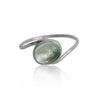 Aquamarine Sterling Silver Ring 925 Cabochon Band Delicate