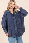 Mittoshop Textured Collared Neck Long Sleeve Shirt