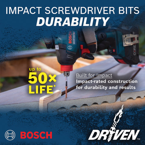 BOSCH ITDPH2105C 5 pc. Driven 1 In. Impact Phillips® #2 Insert Bits with Clip for Custom Case System