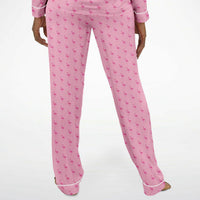 Simple Pink Flamingo Satin Pajamas