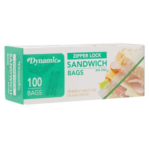 Dynamic Zipper Lock Sandwich Bags – 100 Count – BPA Free