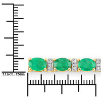 14.05 Carat Genuine Zambian Emerald and White Diamond 14K Yellow Gold Bracelet