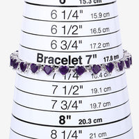 10.01 Carat Genuine Amethyst and White Diamond .925 Sterling Silver Bracelet
