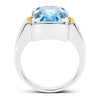 Two Tone Plated 6.93 Carat Genuine Blue Topaz & White Topaz .925 Sterling Silver Ring