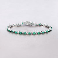 3.24 Carat Genuine Zambian Emerald .925 Sterling Silver Bracelet