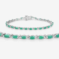 3.24 Carat Genuine Zambian Emerald .925 Sterling Silver Bracelet