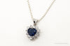 Blue Lab Sapphire Cubic Zirconia Heart Sterling Silver Necklace