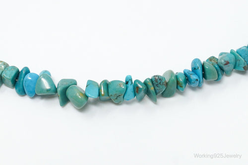 Vintage Southwestern Turquoise Beads Sterling Silver Necklace
