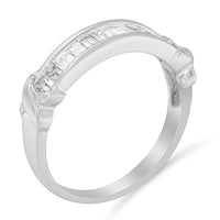 .925 Sterling Silver 1/2 Cttw Baguette Cut Diamond Channel Set X-Station Wedding Ring (H-I Color, I1-I2 Clarity) - Size 6-1/2