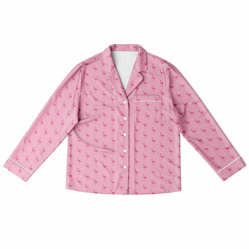 Simple Pink Flamingo Satin Pajamas