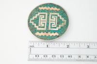Vintage Taxco Mexico Signed Crushed Gemstone Sterling Silver Brooch Pin Pendant