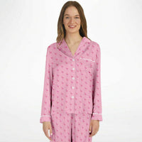Simple Pink Flamingo Satin Pajamas