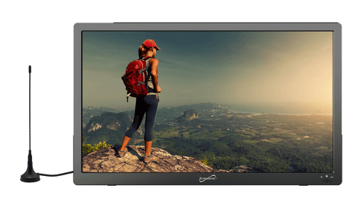 Portable 16" 12 Volt Digital LED TV with USB, SD, and HDMI Input: Built-in Rechargeable Lithium Ion Battery and FM Radio Jupiter Gear
